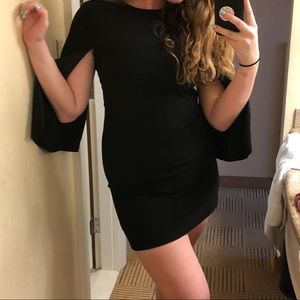 Open Sleeve Black Cocktail Dress